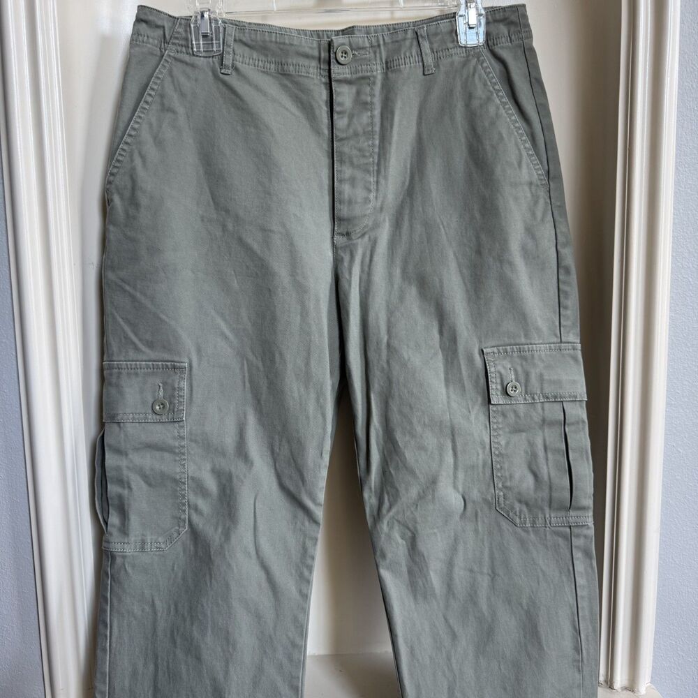 ASOS Men's Washed Green Cargo Pants with Adjustable Jogger Legs Size 31/32